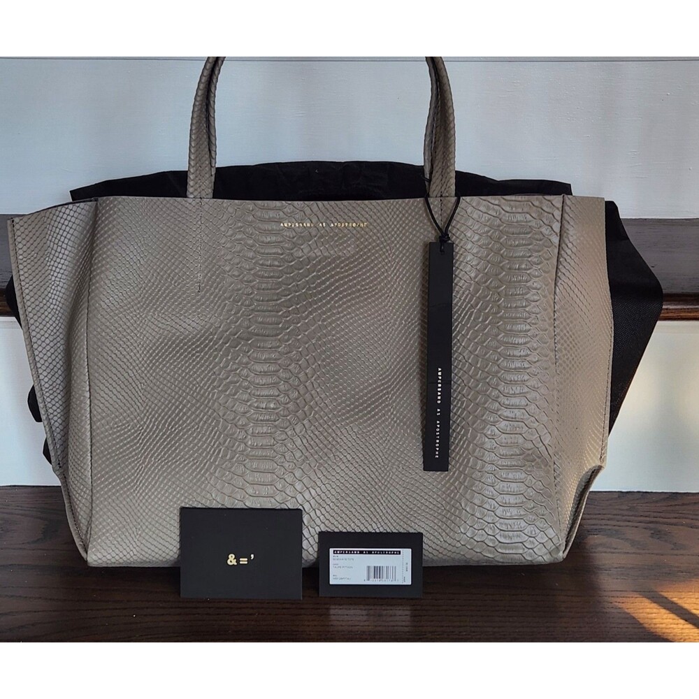 Ampersand As Apostrophe XL Taupe Python 100% Leather Tote - NWT - Picture 5 of 15